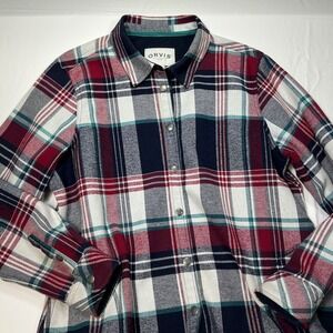 Orvis Flannel Shirt Jacket Plaid Button Up Long Sleeve Classic‎ XL